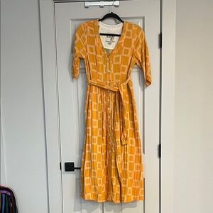 Ace & Jig Orange Checkered Midi Dress